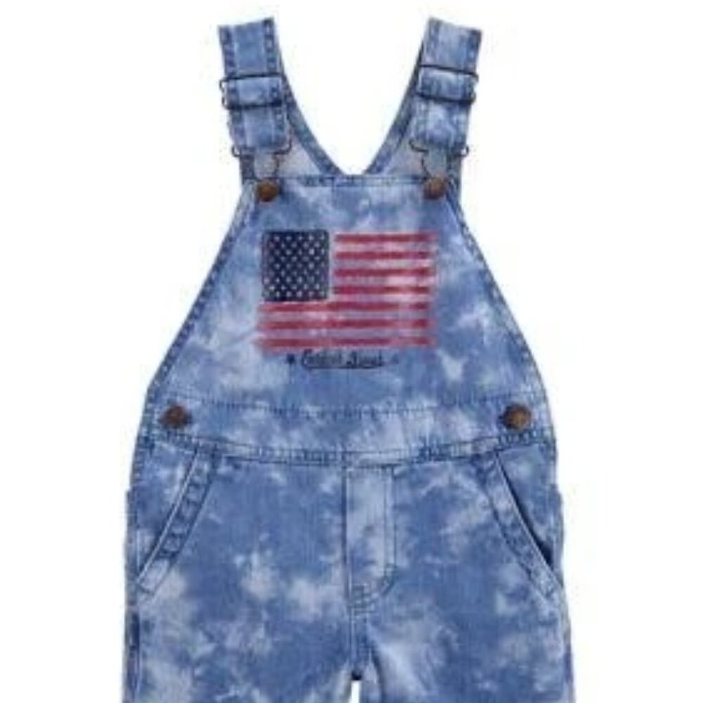 NWT Osh Kosh B Gosh US Flag Denim Overalls Size 4T